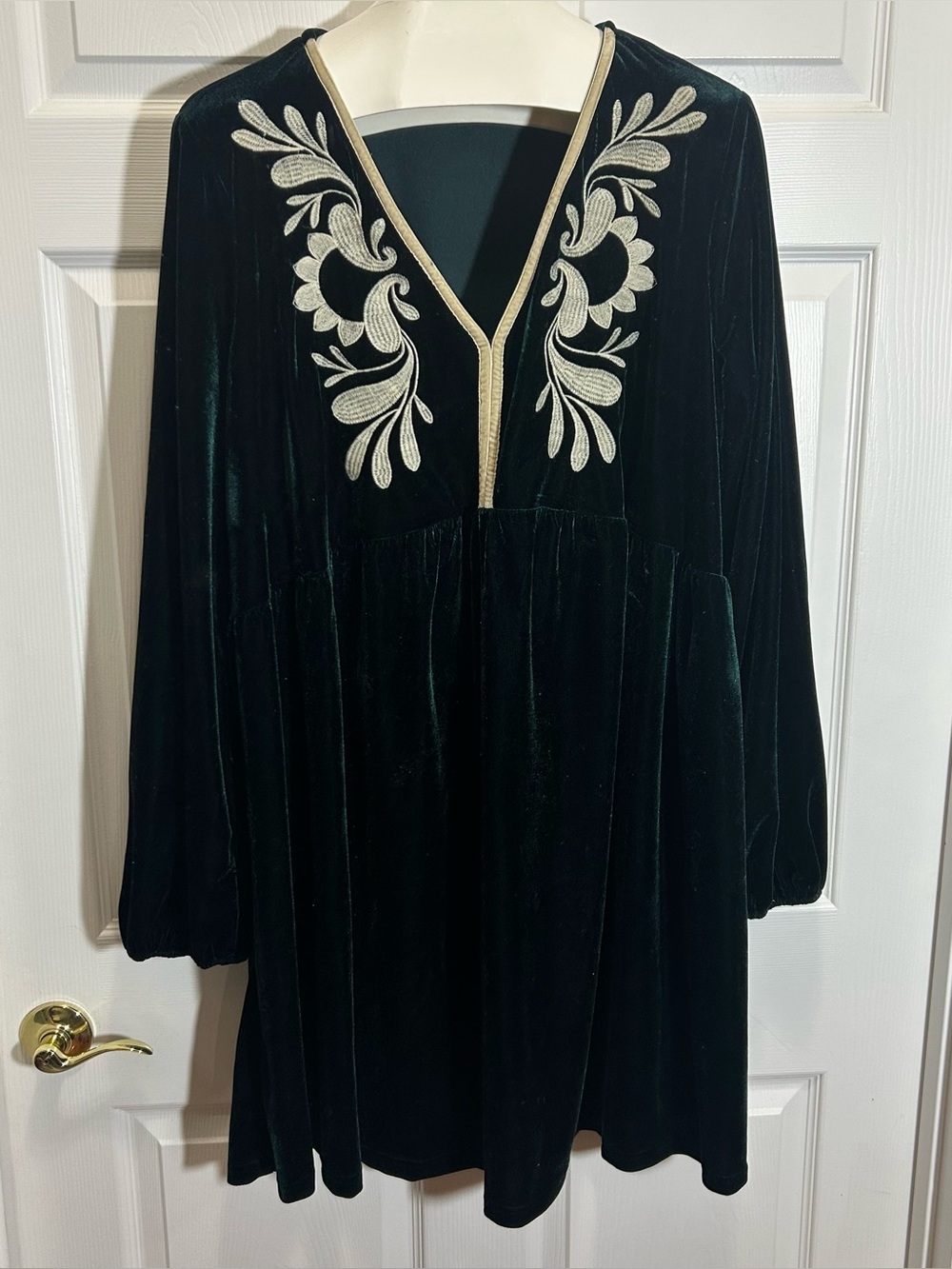 Rusttydustty Dark Green Velvet Mini Dress